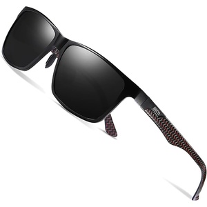 image:imageDUCO Polarized Sunglasses Men Lightweight AlMg Carbon Fiber Rectangle Sunglasses for Men UV400 Protection Sun Glasses 8206Black Frame Black Red Temple Grey Lens