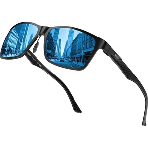 image:imageDUCO Polarized Sunglasses Men Lightweight AlMg Carbon Fiber Rectangle Sunglasses for Men UV400 Protection Sun Glasses 8206Black Frame Black Temple Revo Blue Lens