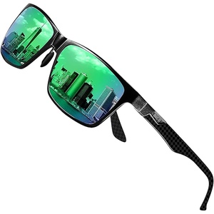 image:imageDUCO Polarized Sunglasses Men Lightweight AlMg Carbon Fiber Rectangle Sunglasses for Men UV400 Protection Sun Glasses 8206Black Frame Black Temple Revo Green Lens