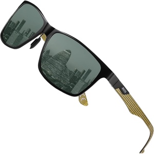 image:imageDUCO Polarized Sunglasses Men Lightweight AlMg Carbon Fiber Rectangle Sunglasses for Men UV400 Protection Sun Glasses 8206Black Frame Gold Temple G15 Lens
