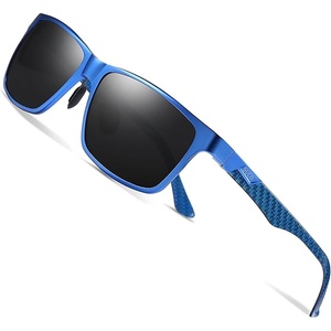 image:imageDUCO Polarized Sunglasses Men Lightweight AlMg Carbon Fiber Rectangle Sunglasses for Men UV400 Protection Sun Glasses 8206Blue Frame Blue Temple Grey Lens
