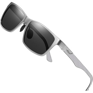 image:imageDUCO Polarized Sunglasses Men Lightweight AlMg Carbon Fiber Rectangle Sunglasses for Men UV400 Protection Sun Glasses 8206Silver Frame Silver Temple Grey Lens