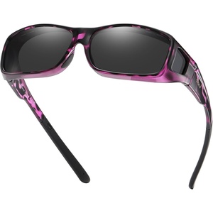 image:imageDUCO Polarized Wraparound Fitover Glasses Wear Over Sunglasses for Men Women UV Protection Sun Glasses 895409 Purple Tortoise Frame Grey Lens