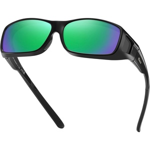 image:imageDUCO Polarized Wraparound Fitover Glasses Wear Over Sunglasses for Men Women UV Protection Sun Glasses 8954Black Frame Revo Green Lens