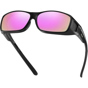 image:imageDUCO Polarized Wraparound Fitover Glasses Wear Over Sunglasses for Men Women UV Protection Sun Glasses 8954Black Frame Revo Purple Lens