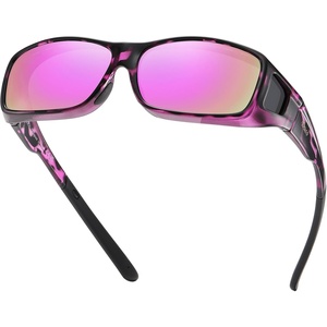 image:imageDUCO Polarized Wraparound Fitover Glasses Wear Over Sunglasses for Men Women UV Protection Sun Glasses 8954Purple Tortoise Frame Revo Purple Lens