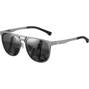 image:imageDUCO Retro Polarized Sunglasses for Men UV400 Protection Mens Sun Glasses Vintage Shades with Lightweight ALMG Frame DC3052Dark Silver Frame Grey Lens