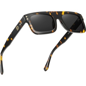 image:imageDUCO Retro Rectangle Polarized Sunglasses for Men Women Vintage Flat Top Acetate Sun Glasses UV400 Protection DC2360