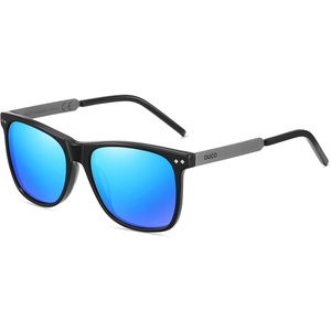 image:imageDUCO Retro Square Polarized Sunglasses for Men Women Sun Glasses Acetate Frame 100 UV Protection 2143Black Frame Revo Blue Lens