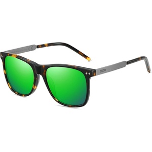 image:imageDUCO Retro Square Polarized Sunglasses for Men Women Sun Glasses Acetate Frame 100 UV Protection 2143Tortoise Frame Revo Green Lens