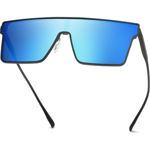 image:imageDUCO Square Oversized Fashion Sunglasses for Men Polarized Flat Top UV400 Protection Metal Frame Big Large DC3055