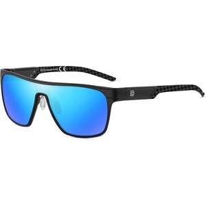image:imageDUCO Square Polarized Sunglasses for Men Women Large Flat Top Shield Sun Glasses UV400 Protection Carbon Fiber Shades DC8230Black Frame Black Temple Revo Blue Lens