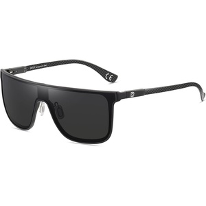 image:imageDUCO Trendy Square Sunglasses for Men Women Flat Top Shield Shades Oversized Carbon Fiber Polarized Sun Glasses DC8209Black Frame Grey Lens