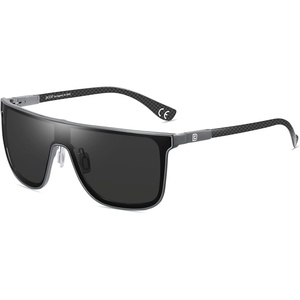 image:imageDUCO Trendy Square Sunglasses for Men Women Flat Top Shield Shades Oversized Carbon Fiber Polarized Sun Glasses DC8209Gunmetal Frame Grey Lens