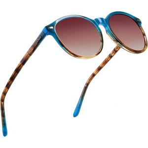 image:imageDUCO Womens Trendy Retro Round Acetate Polarized Sunglasses UV400 99 Glare Block Lightweight for Daily amp Outdoor1 Oceanic Tortoise Frame Brown Lens