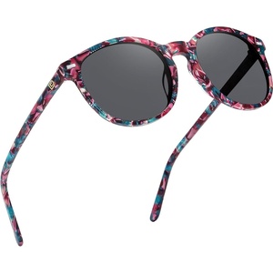 image:imageDUCO Womens Trendy Retro Round Acetate Polarized Sunglasses UV400 99 Glare Block Lightweight for Daily amp Outdoor2 Candy Phoenix Frame Grey Lens