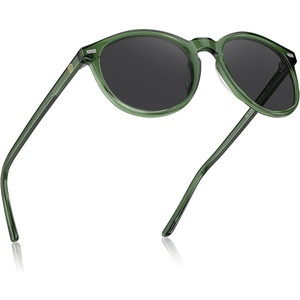 image:imageDUCO Womens Trendy Retro Round Acetate Polarized Sunglasses UV400 99 Glare Block Lightweight for Daily amp Outdoor6 Transparent Green Frame Grey Lens