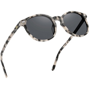 image:imageDUCO Womens Trendy Retro Round Acetate Polarized Sunglasses UV400 99 Glare Block Lightweight for Daily amp Outdoor8 Black Tortoise Frame Grey Lens
