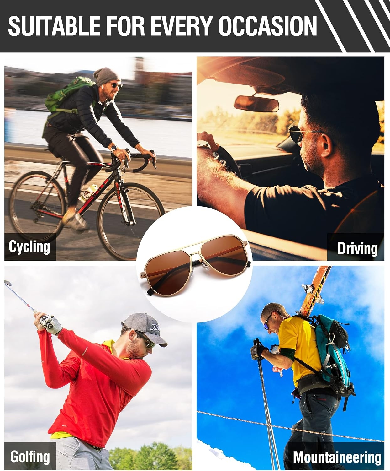 image:imageDUCO Mens Sunglasses Retro Oversized Metal Frame Vintage Polarized Sunglasses for Women Fashion Shades UV Protection DC3039Gold Frame Brown Lens