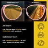 image:imageDUCO Cat Eye Polarized Night Vision Glasses for Women Yellow Tinted Glasses for Night Driving 1222YTransparent Pink Frame Night Vision Lens