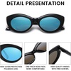 image:imageDUCO Cat Eye Sun Glass Retro Oval Sunglasses for Women Clout Glasses Vintage Polarized UV 400 Protection 1223Black Blue