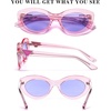 image:imageDUCO Cat Eye Sun Glass Retro Oval Sunglasses for Women Clout Glasses Vintage Polarized UV 400 Protection 1223Transparent PinkBlue