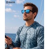 image:imageDUCO Fit Over Sunglasses Wraparound Sunglasses Polarized Over Glasses Sunglasses For Men Women UV Protection DC8970Black Frame Blue Lens