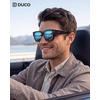 image:imageDUCO Fit Over Sunglasses Wraparound Sunglasses Polarized Over Glasses Sunglasses For Men Women UV Protection DC8970Black Frame Blue Lens