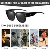 image:imageDUCO Fit Over Sunglasses Wraparound Sunglasses Polarized Over Glasses Sunglasses For Men Women UV Protection DC8970Black Frame Grey Lens