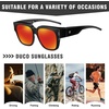 image:imageDUCO Fit Over Sunglasses Wraparound Sunglasses Polarized Over Glasses Sunglasses For Men Women UV Protection DC8970Black Frame Red Lens