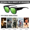 image:imageDUCO Fit Over Sunglasses Wraparound Sunglasses Polarized Over Glasses Sunglasses For Men Women UV Protection DC8970Black Frame Revo Green Lens