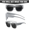 image:imageDUCO Fit Over Sunglasses Wraparound Sunglasses Polarized Over Glasses Sunglasses For Men Women UV Protection DC8970Gun Grey Frame Grey Lens