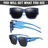 image:imageDUCO Fit Over Sunglasses Wraparound Sunglasses Polarized Over Glasses Sunglasses For Men Women UV Protection DC8970Transparent Blue Frame Grey Lens