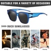 image:imageDUCO Fit Over Sunglasses Wraparound Sunglasses Polarized Over Glasses Sunglasses For Men Women UV Protection DC8970Transparent Blue Frame Grey Lens