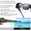 image:imageDUCO Fit Over Sunglasses for Men Women Wear Over Glasses Retro Wrap Around Polarized Sun Glasses UV400 Protection ABlack Frame Grey Lens
