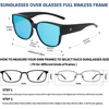 image:imageDUCO Fit Over Sunglasses for Men Women Wear Over Glasses Retro Wrap Around Polarized Sun Glasses UV400 Protection ABlack Frame Revo Blue Lens