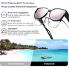 image:imageDUCO Fit Over Sunglasses for Men Women Wear Over Glasses Retro Wrap Around Polarized Sun Glasses UV400 Protection ABlack Frame Revo Pink Lens