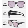 image:imageDUCO Fit Over Sunglasses for Men Women Wear Over Glasses Retro Wrap Around Polarized Sun Glasses UV400 Protection ABlack Frame Revo Pink Lens