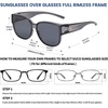 image:imageDUCO Fit Over Sunglasses for Men Women Wear Over Glasses Retro Wrap Around Polarized Sun Glasses UV400 Protection ATransparent Grey Frame Grey Lens