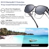 image:imageDUCO Fit Over Sunglasses for Men Women Wear Over Glasses Retro Wrap Around Polarized Sun Glasses UV400 Protection ATransparent Grey Frame Grey Lens