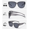 image:imageDUCO Fit Over Sunglasses for Men Women Wear Over Glasses Retro Wrap Around Polarized Sun Glasses UV400 Protection ATransparent Grey Frame Grey Lens