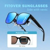 image:imageDUCO Fit Over Sunglasses for Men Women Wear Over Glasses Retro Wrap Around Polarized Sun Glasses UV400 ProtectionBblack Frame Revo Blue Lens