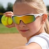 image:imageDUCO Kids Baseball Sunglasses Age 410 Girls Boys Polarized Glasses DK261  Unbreakable Sports Sunglasses UV400 Protection Flexible Frame Incl Case amp StrapWhite Frame Grey Temple Revo Yellow Lens