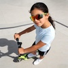 image:imageDUCO Kids Baseball Sunglasses Age 410 Girls Boys Polarized Glasses DK261  Unbreakable Sports Sunglasses UV400 Protection Flexible Frame Incl Case amp StrapGreen Frame Black Temple Revo Orange Lens