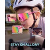 image:imageDUCO Kids Baseball Sunglasses for Boys Girls Age 616 Polarized  UV400 Protection Youth Cycling Goggles for Boys Girls Unbreakable Flexible Frame with Case amp Carry Case21 Pink Frame Revo Pink Lens