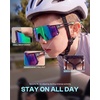 image:imageDUCO Kids Baseball Sunglasses for Boys Girls Age 616 Polarized  UV400 Protection Youth Cycling Goggles for Boys Girls Unbreakable Flexible Frame with Case amp Carry CaseBlack Frame Green Temple Revo Green Lens