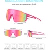 image:imageDUCO Kids Baseball Sunglasses for Boys Girls Age 616 Polarized  UV400 Protection Youth Cycling Goggles for Boys Girls Unbreakable Flexible Frame with Case amp Carry Case21 Pink Frame Revo Pink Lens