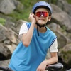 image:imageDUCO Kids Baseball Sunglasses for Boys Girls Age 616 Polarized  UV400 Protection Youth Cycling Goggles for Boys Girls Unbreakable Flexible Frame with Case amp Carry Case05 Dark Blue Frame Revo Orange Lens
