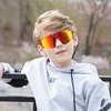 image:imageDUCO Kids Baseball Sunglasses for Boys Girls Age 616 Polarized  UV400 Protection Youth Cycling Goggles for Boys Girls Unbreakable Flexible Frame with Case amp Carry Case16 Red Frame Revo Orange Lens