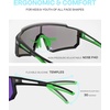 image:imageDUCO Kids Baseball Sunglasses for Boys Girls Age 616 Polarized  UV400 Protection Youth Cycling Goggles for Boys Girls Unbreakable Flexible Frame with Case amp Carry CaseBlack Frame Green Temple Revo Green Lens